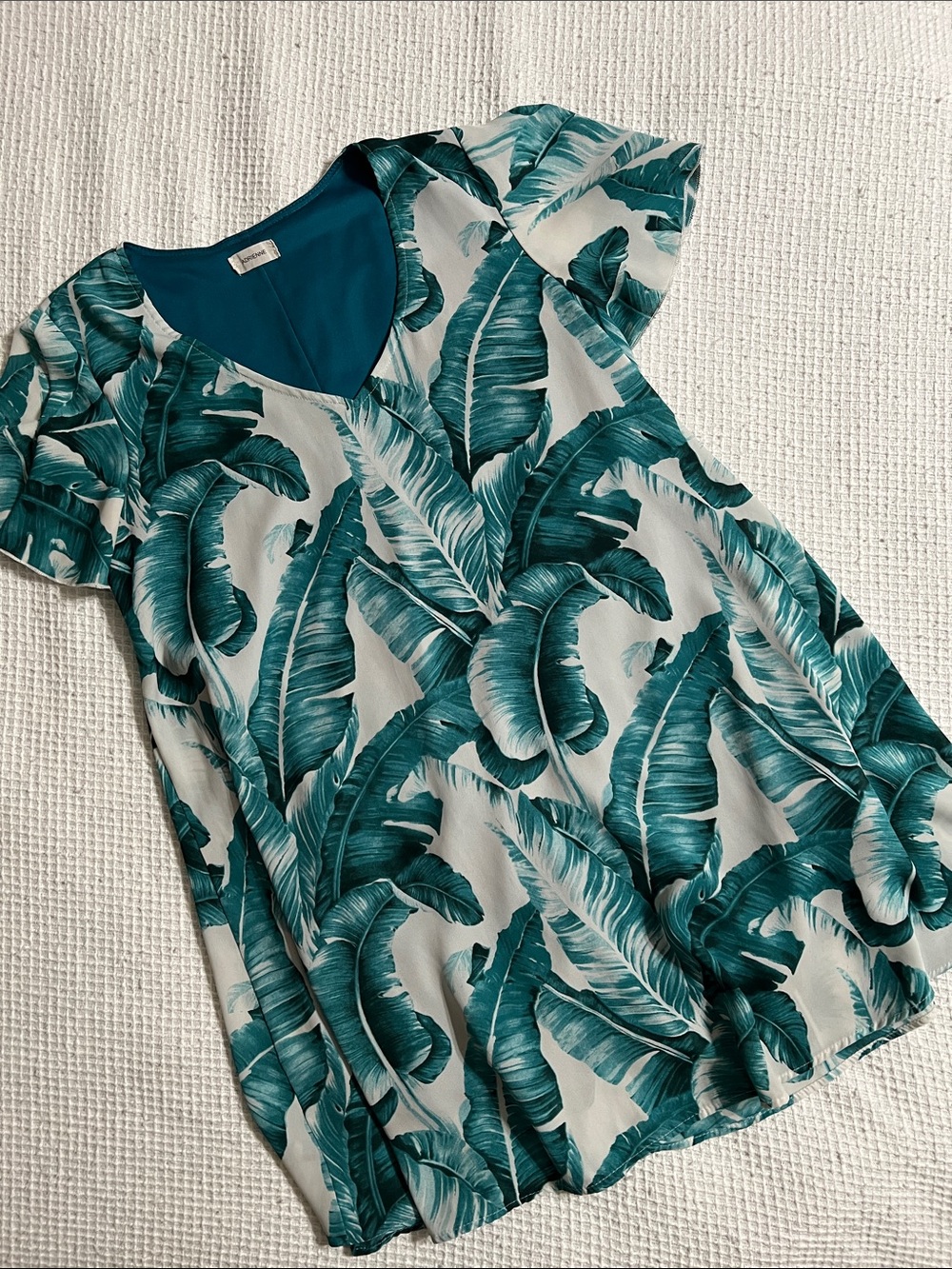 Teal Palm Print Dress